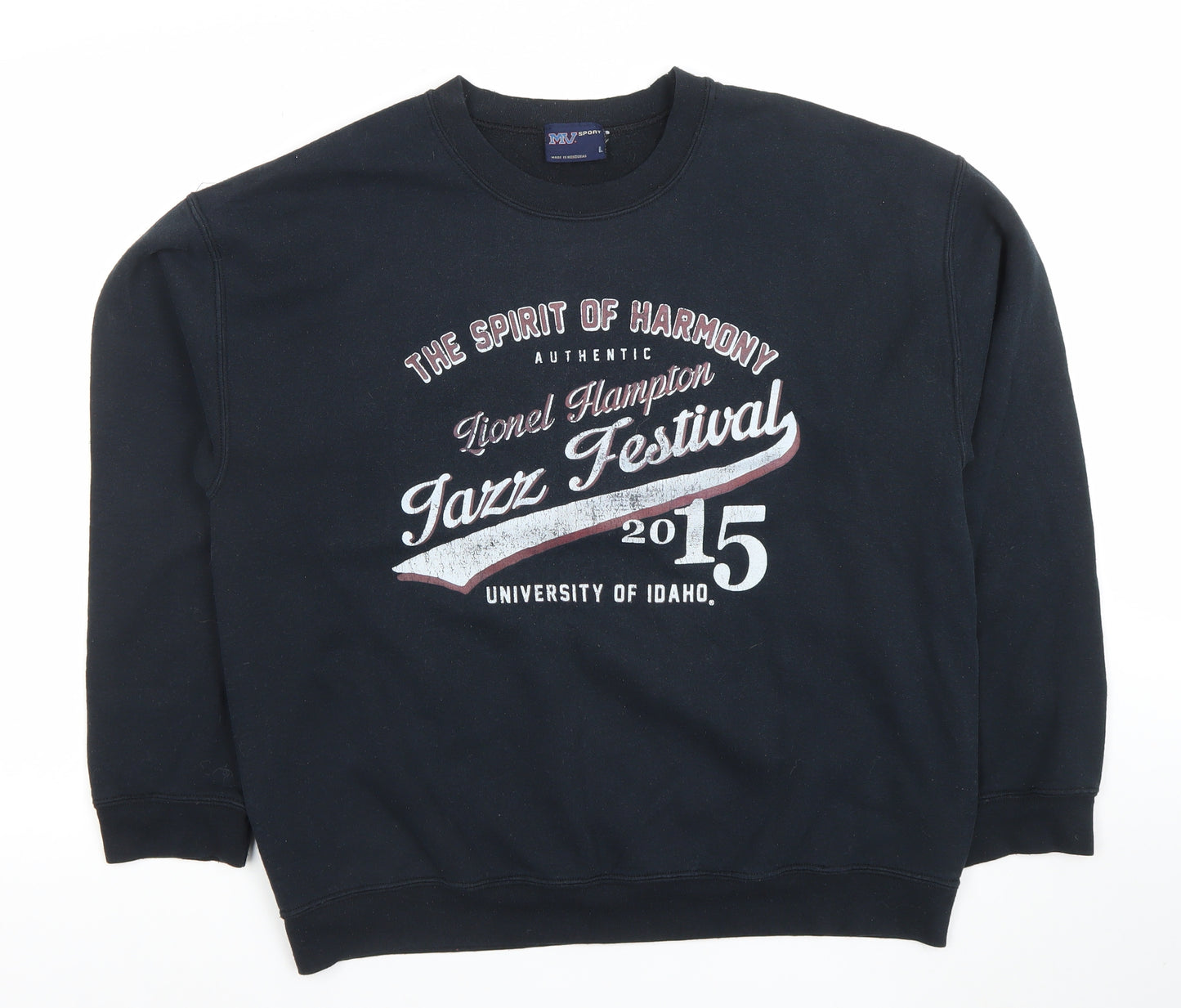 MV Sport Men's Black L Sweatshirt Jazz Festival 2015 Graphic Pullover