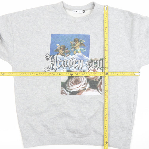 Spotted Grey Heaven Sent Graphic Womens Medium Pullover Sweatshirt
