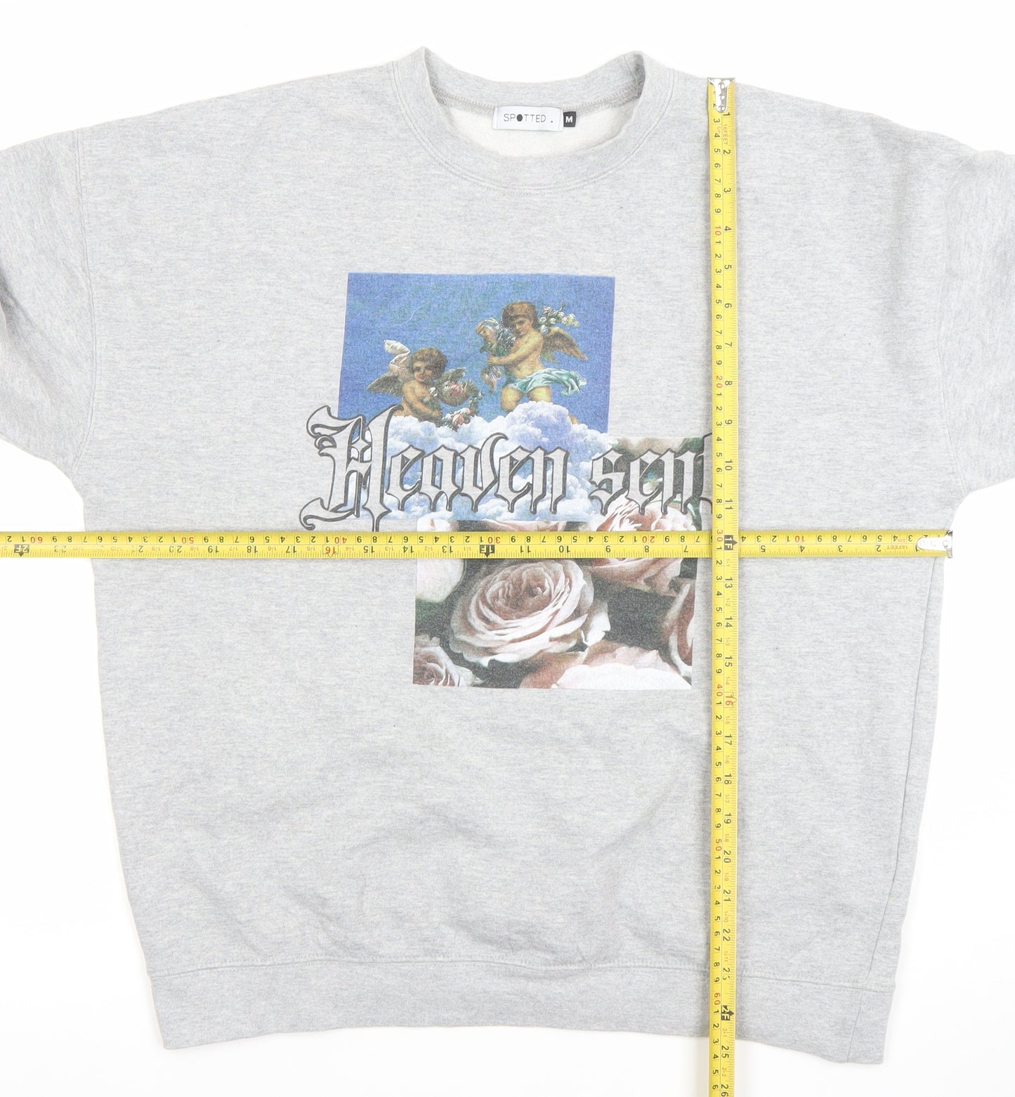 Spotted Grey Heaven Sent Graphic Womens Medium Pullover Sweatshirt