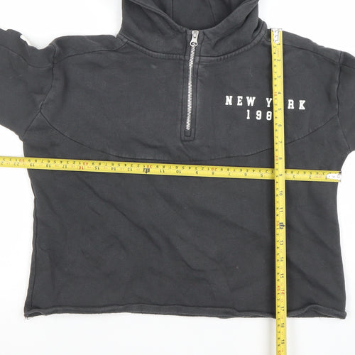 Next Boys Black 9 Years 1/2 Zip Hoodie New York 1986 Graphic Print