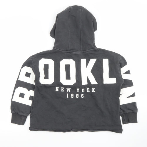 Next Boys Black 9 Years 1/2 Zip Hoodie New York 1986 Graphic Print