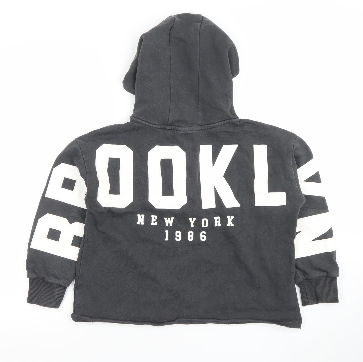 Next Boys Black 9 Years 1/2 Zip Hoodie New York 1986 Graphic Print