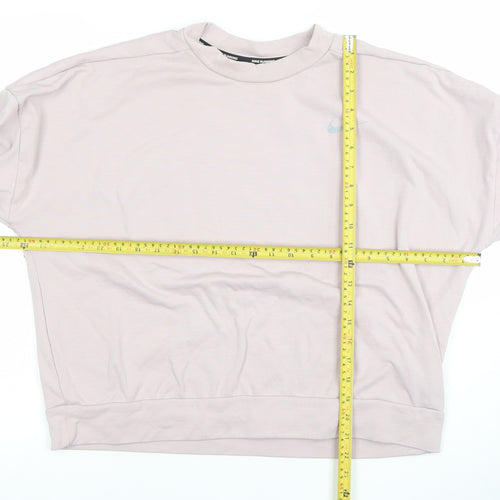 Nike Women Beige Dri-FIT Running Sweatshirt L Crew Neck Long Sleeve