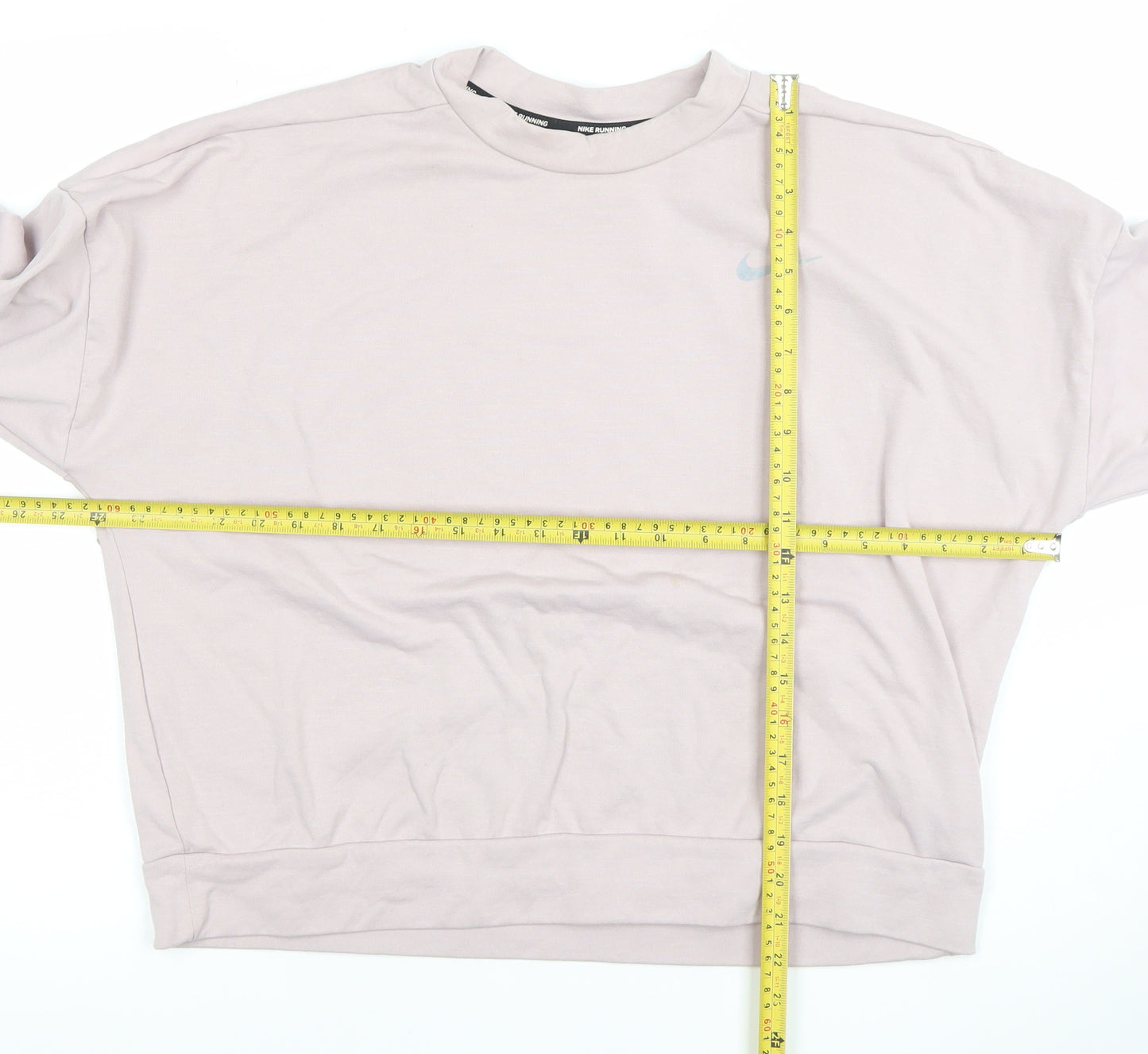 Nike Women Beige Dri-FIT Running Sweatshirt L Crew Neck Long Sleeve