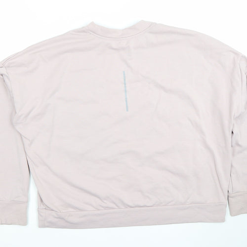 Nike Women Beige Dri-FIT Running Sweatshirt L Crew Neck Long Sleeve