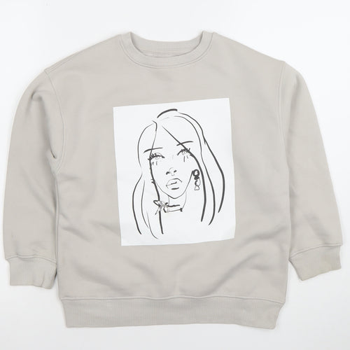 Zara Girls Beige Graphic Pullover Sweatshirt 8-9 Years New York Print