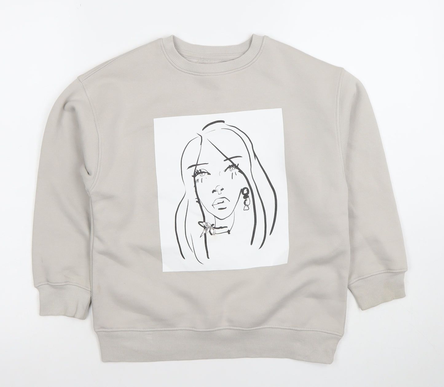 Zara Girls Beige Graphic Pullover Sweatshirt 8-9 Years New York Print