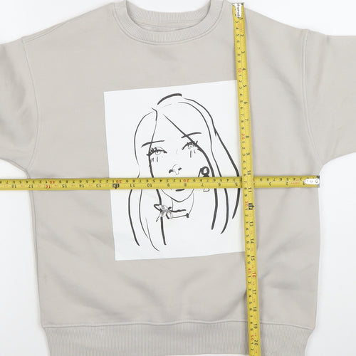 Zara Girls Beige Graphic Pullover Sweatshirt 8-9 Years New York Print