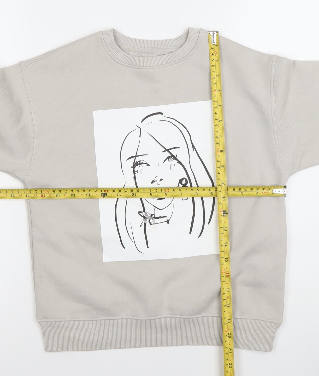 Zara Girls Beige Graphic Pullover Sweatshirt 8-9 Years New York Print