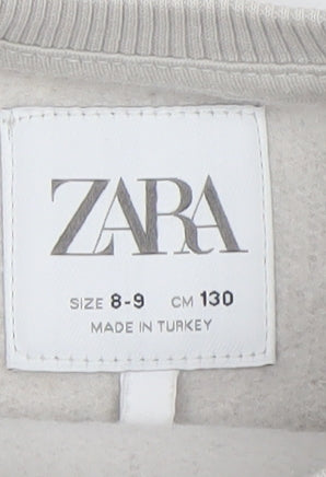 Zara Girls Beige Graphic Pullover Sweatshirt 8-9 Years New York Print