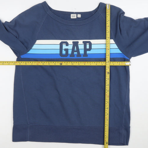 GAP Women Blue Logo Crew Neck Pullover Sweatshirt Size M