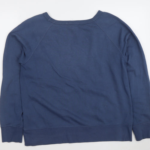 GAP Women Blue Logo Crew Neck Pullover Sweatshirt Size M