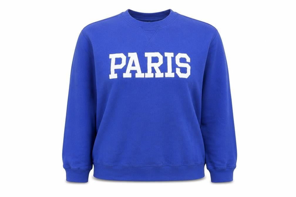 H&M Women Blue PARIS Crew Neck Sweatshirt Size 14 Cotton Blend