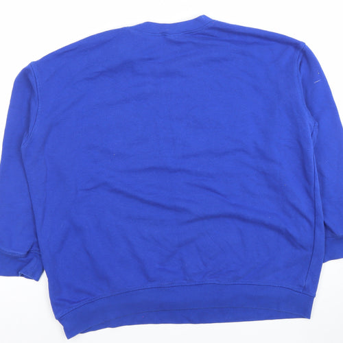 H&M Women Blue PARIS Crew Neck Sweatshirt Size 14 Cotton Blend