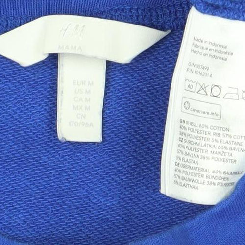 H&M Women Blue PARIS Crew Neck Sweatshirt Size 14 Cotton Blend
