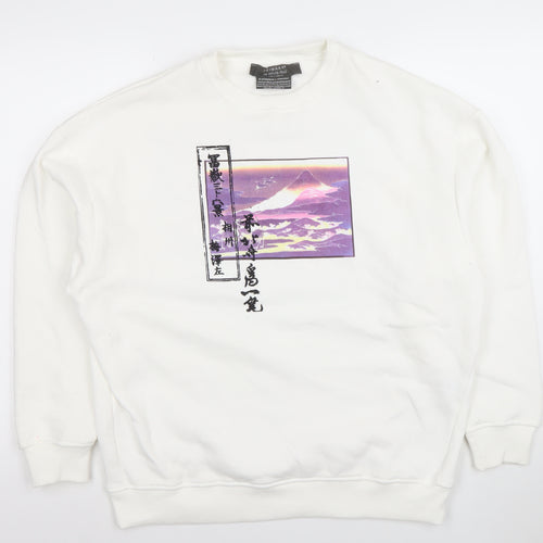 Primark Women White Katsushika Hokusai Graphic Sweatshirt XS