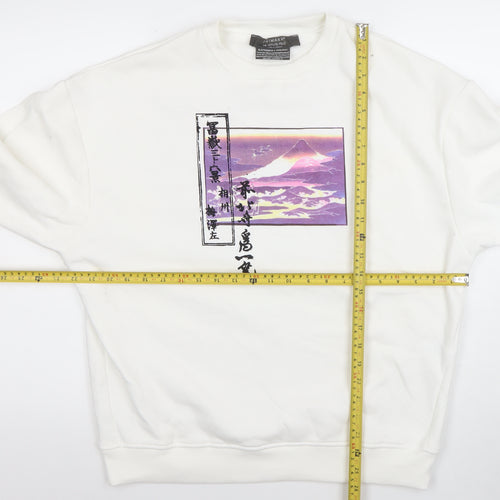 Primark Women White Katsushika Hokusai Graphic Sweatshirt XS