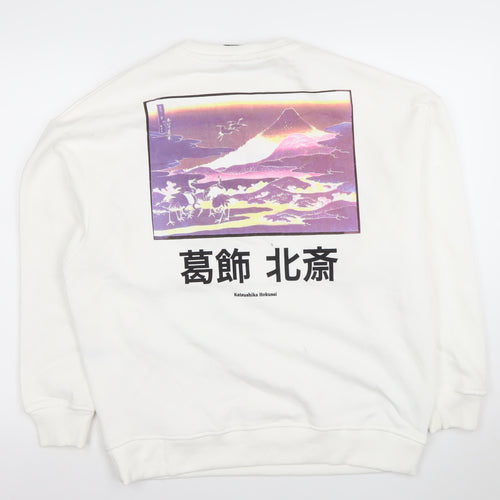 Primark Women White Katsushika Hokusai Graphic Sweatshirt XS
