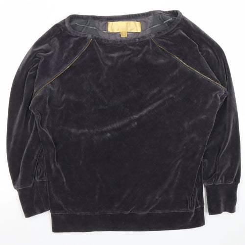 Minnie Rose Women Black Velvet Pullover Sweatshirt Size S