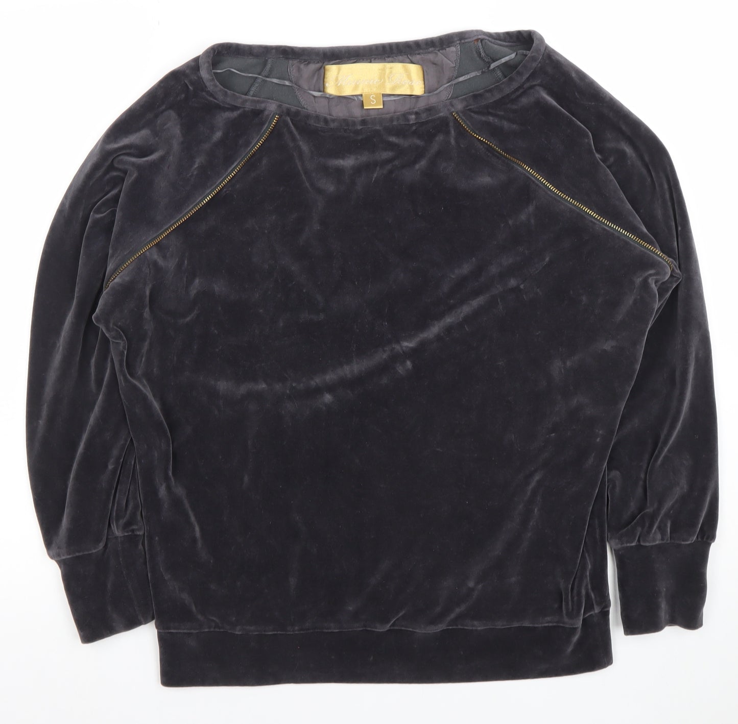 Minnie Rose Women Black Velvet Pullover Sweatshirt Size S