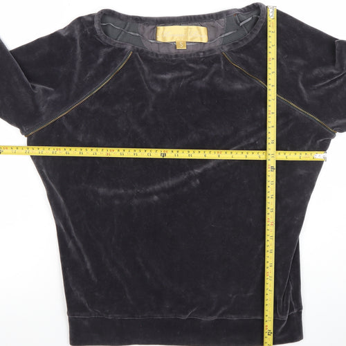 Minnie Rose Women Black Velvet Pullover Sweatshirt Size S