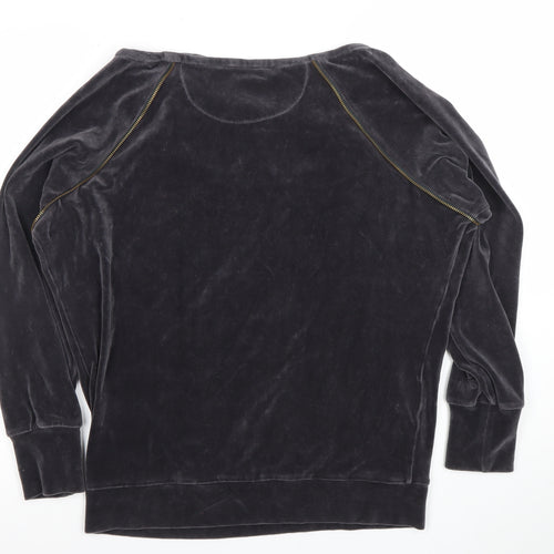 Minnie Rose Women Black Velvet Pullover Sweatshirt Size S