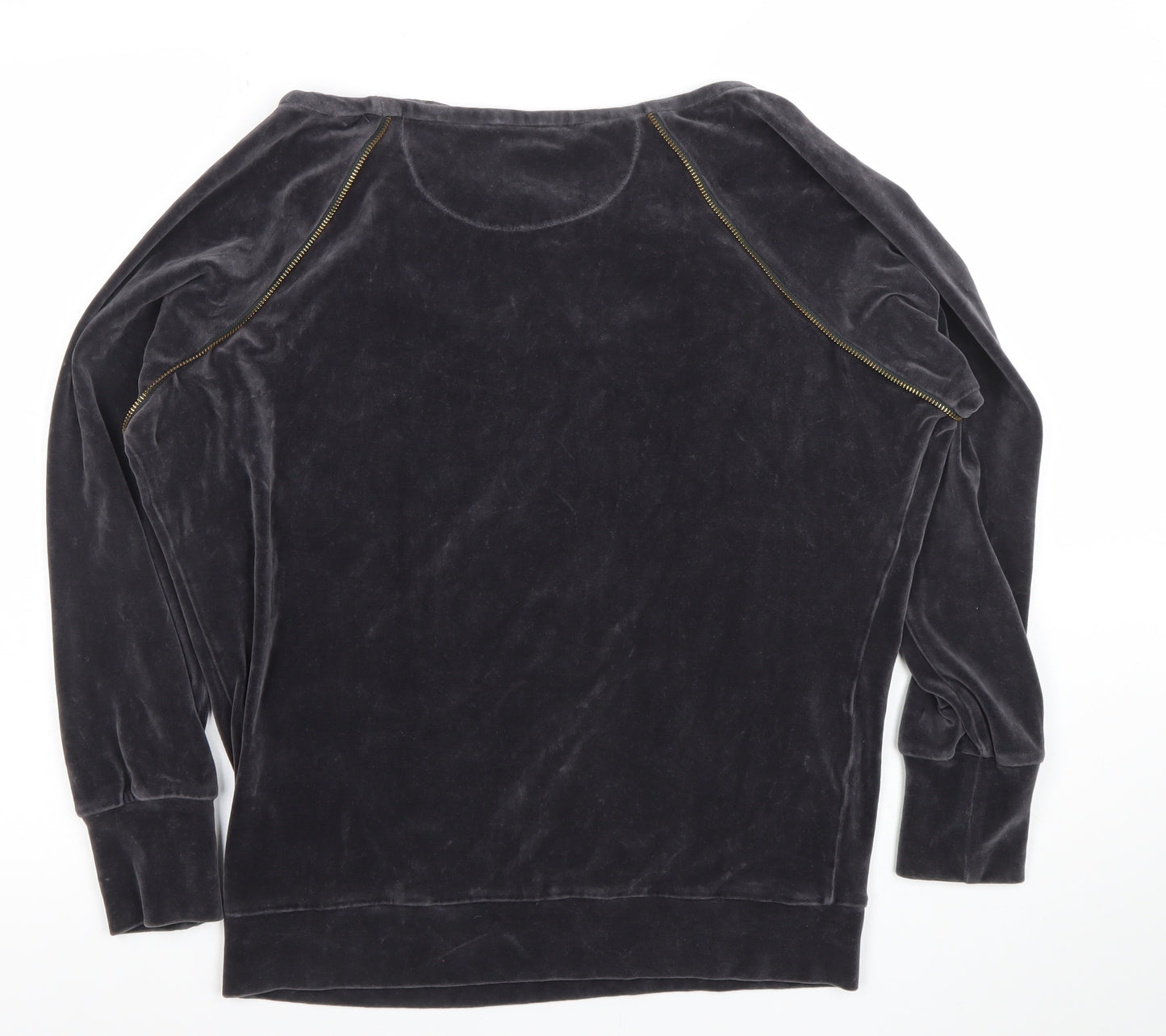 Minnie Rose Women Black Velvet Pullover Sweatshirt Size S