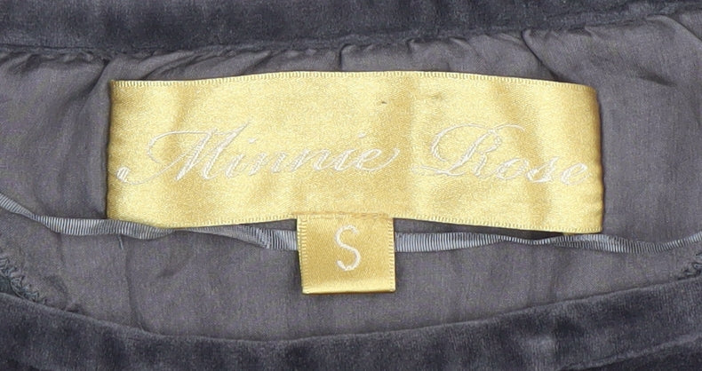 Minnie Rose Women Black Velvet Pullover Sweatshirt Size S