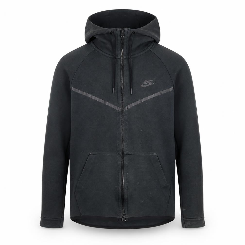 Front view of Nike Men's Black, size S, Full Zip Hoodie Sweatshirt