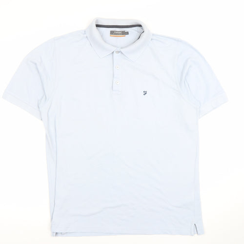 Farah Weekend Men's Light Blue Polo Shirt L Regular Fit Cotton