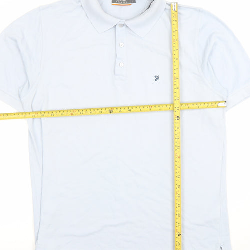 Farah Weekend Men's Light Blue Polo Shirt L Regular Fit Cotton