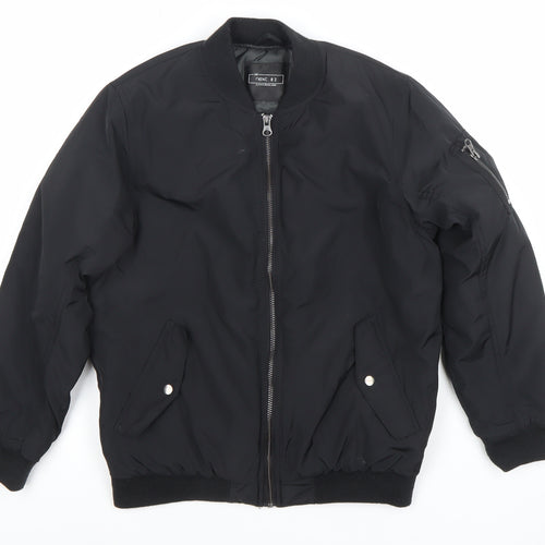Next Boys Black Bomber Jacket 10 Years Polyester Lined Zip Pockets