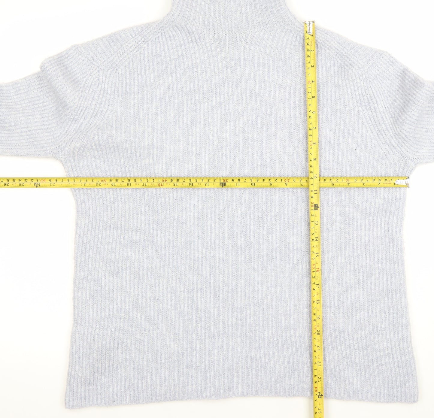 MNG Women's Grey High Neck Ribbed Knit Jumper Size S