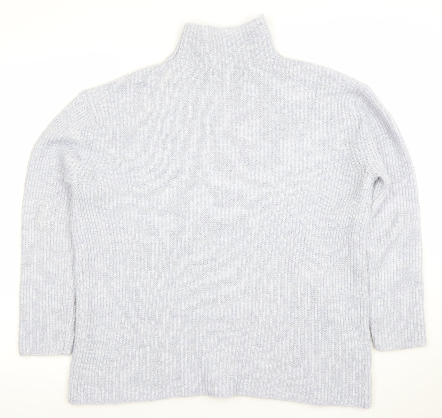 MNG Women's Grey High Neck Ribbed Knit Jumper Size S