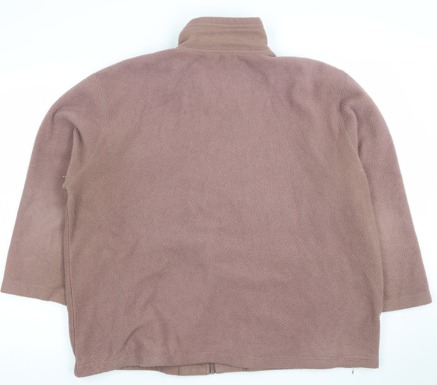 Affections Women Brown Embroidered Fleece Zip Jacket XL