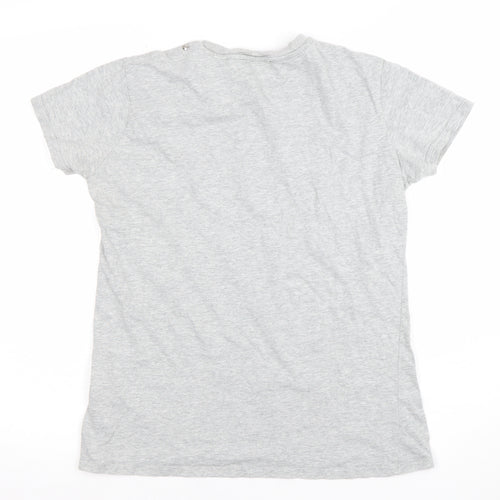 Diesel Womens Grey Rainbow Logo Cotton T-Shirt M
