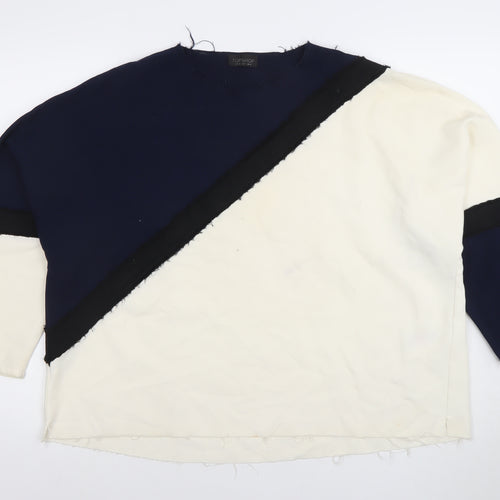 Topshop Women’s Navy & Cream Colourblock Long Sleeve Top UK 8