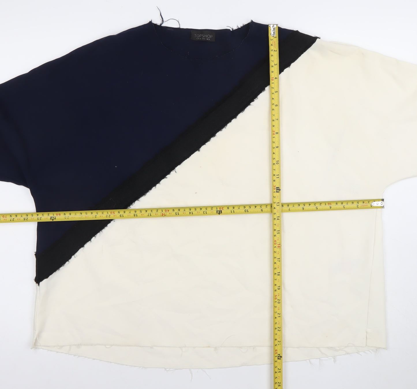 Topshop Women’s Navy & Cream Colourblock Long Sleeve Top UK 8