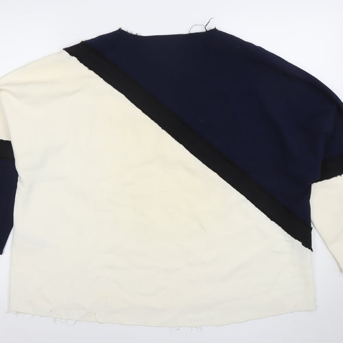 Topshop Women’s Navy & Cream Colourblock Long Sleeve Top UK 8