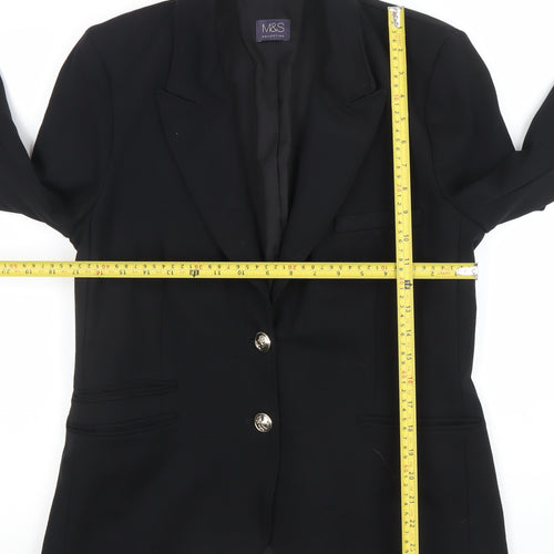 Marks and Spencer Women Black Size 14 Classic Two-Button Blazer