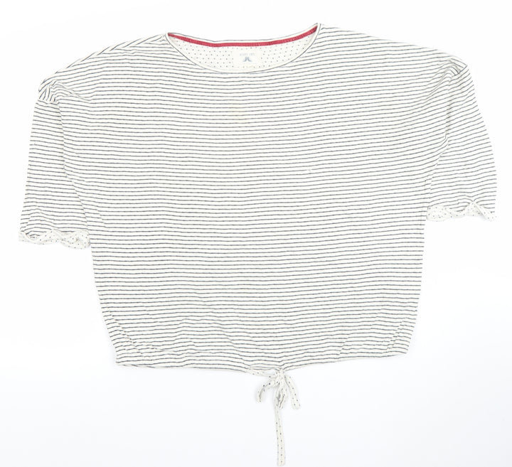 Aeropostale Womens White Striped Cropped Tie Cotton T-Shirt L