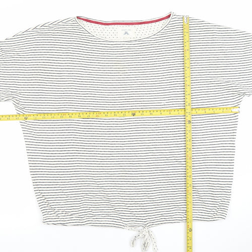 Aeropostale Womens White Striped Cropped Tie Cotton T-Shirt L