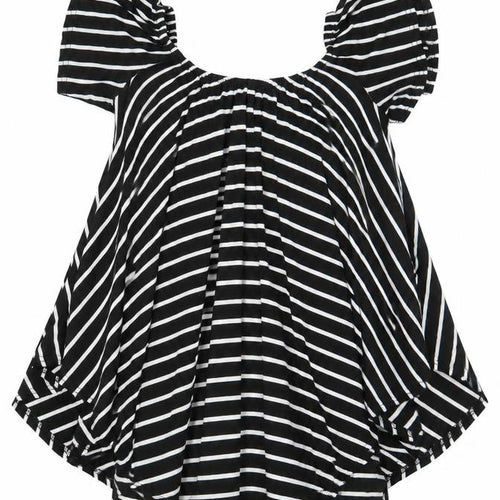 Boohoo Women’s Black Striped Off Shoulder Ruffle Blouse Size 8