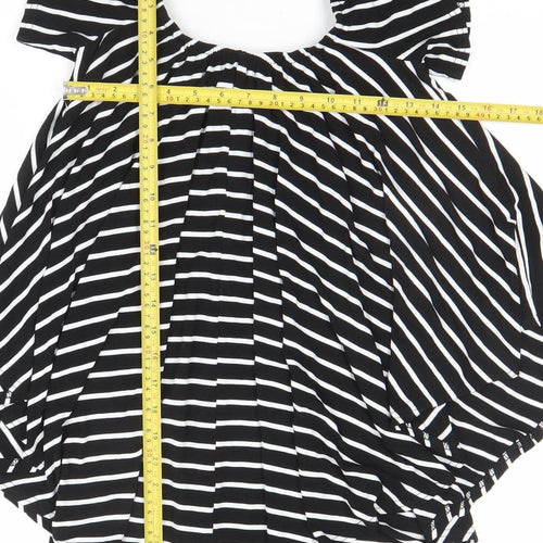Boohoo Women’s Black Striped Off Shoulder Ruffle Blouse Size 8