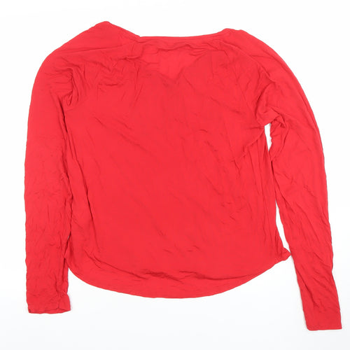 GapBody Women's Red V-Neck Long Sleeve Modal Blend T-Shirt Size S