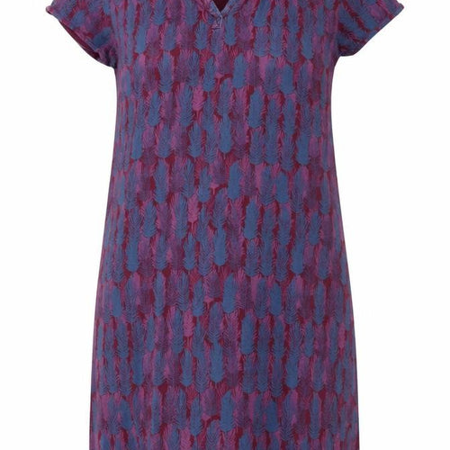 Mistal Womens Purple Feather Print Cotton Shift Dress Size 10