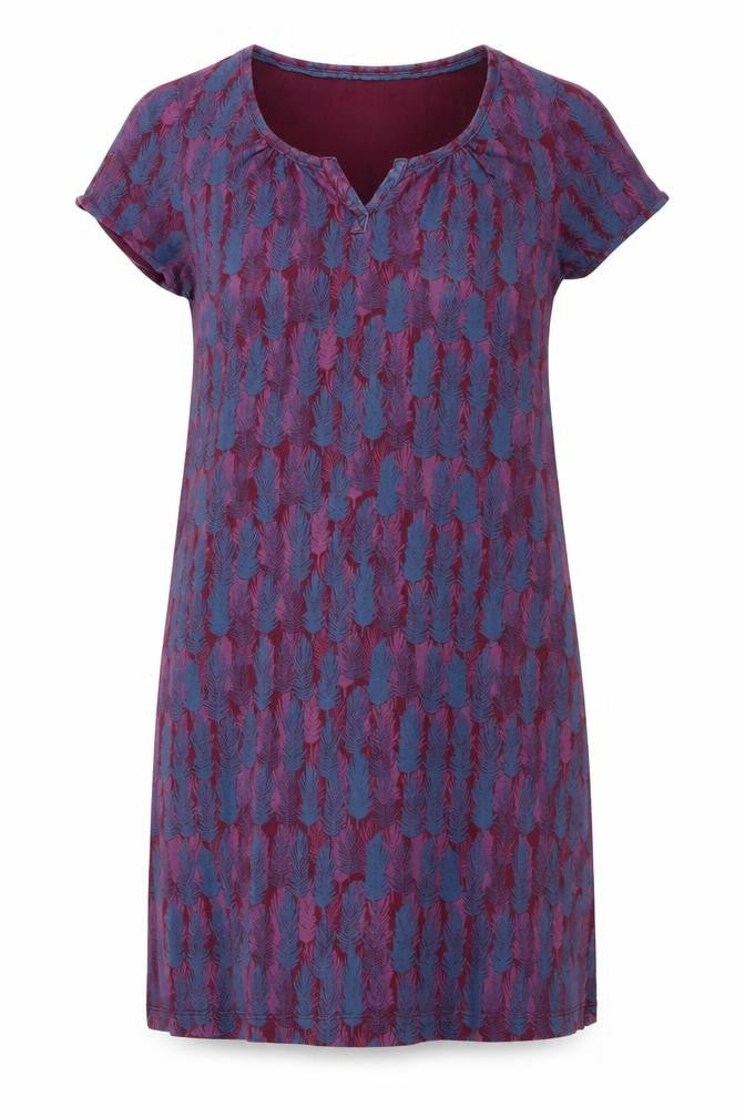 Mistal Womens Purple Feather Print Cotton Shift Dress Size 10