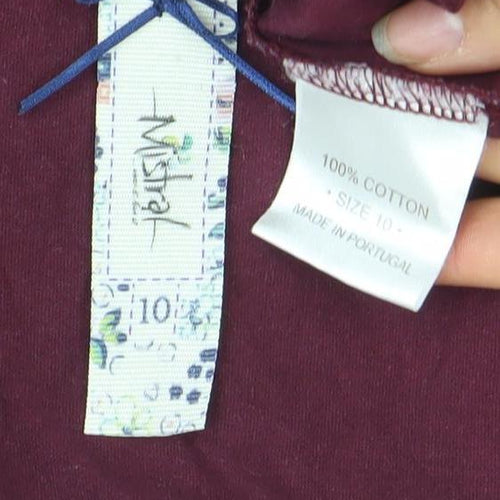 Mistal Womens Purple Feather Print Cotton Shift Dress Size 10