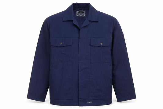 Front view of Work King Men’s Blue Long Sleeve Button-Up Workwear Shirt, size M