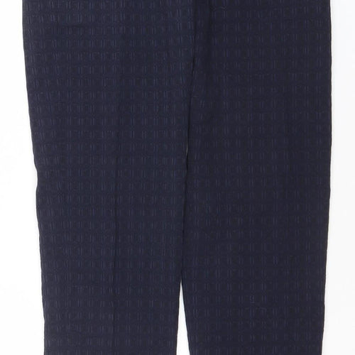 Jigsaw Women's Blue Textured Tailored Cotton Trousers Size 8